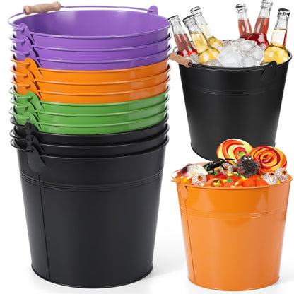Didaey 12 Pcs Galvanized Metal Beer Buckets, Handle,Silver