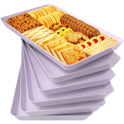 WOWBOX 4-Pack Reusable Plastic Serving Trays for Snacks, Fruit and Parties
