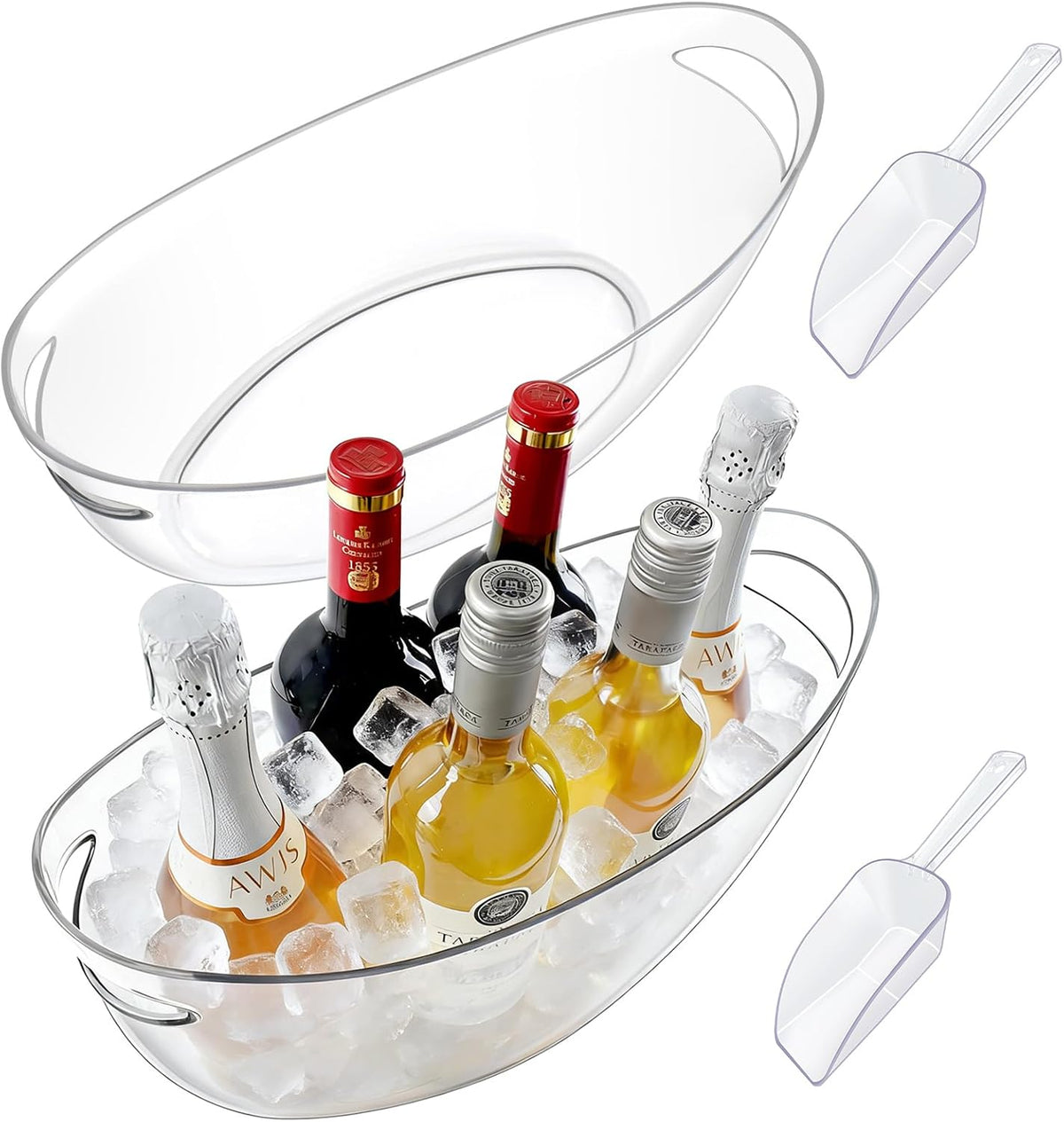 7.5L Ice Buckets for Parties, 2-Pack Clear Beverage Tub, Champagne Bucket