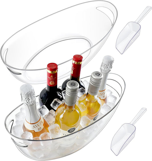 7.5L Ice Buckets for Parties, 2-Pack Clear Beverage Tub, Champagne Bucket