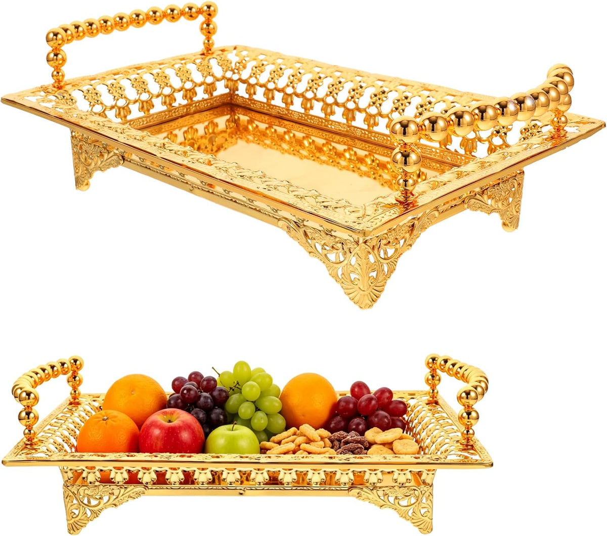 Ipetboom Fruit Plate Serving Tray Iron Appetizer Platters, 10.6X7.1X2.4in