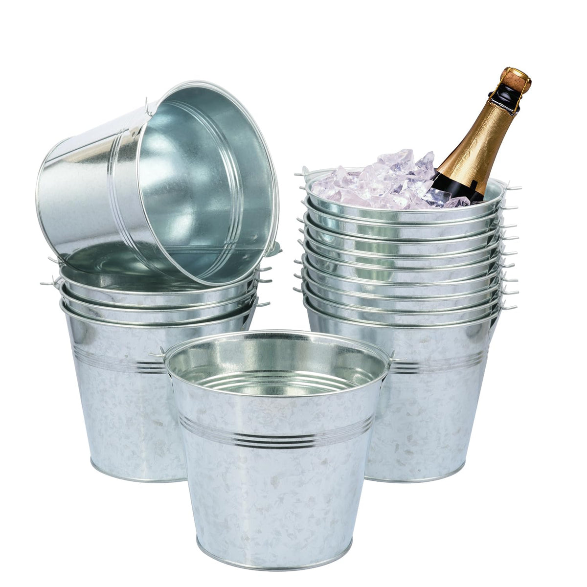 3 Pack 15.3" x 9" x 6" Red Metal Galvanized Tub with Handles, 3 Gallon Large Beverage Tubs for Parties, Beer, Wine, and Cocktails, Rust-Proof and Durable Ice Buckets