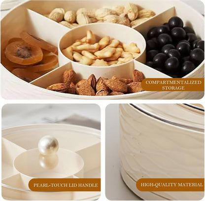 Modern Luxury Snack Box with Lid – Elegant Dry Fruit, Nut & Candy Organizer Tray for Living Room or Gift Giving