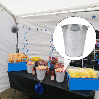 12 Pack 7 Inch Large Galvanized Ice Buckets with Handles, 100 OZ Metal Bucket for Beer, Wine, Champagne, Parties, BBQs, Tailgating, and Elegant Centerpieces