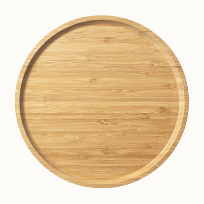 Bamboo Serving Platter, Round Wood Tray, Wooden Serving Tray, Fruit, Bread, Salad Plate, Round Wood Charcuterie Board (13.8 inch)