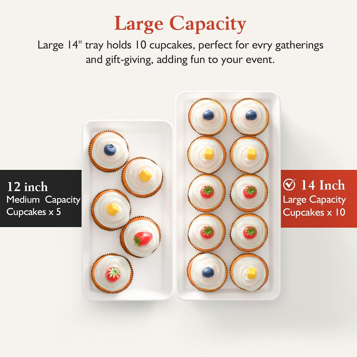 Bumusty 3-Tier Melamine Serving Tray Set, 14 x 7 in, Gold Stand