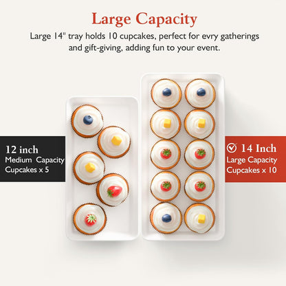 Bumusty 3-Tier Melamine Serving Tray Set, 14 x 7 in, Gold Stand