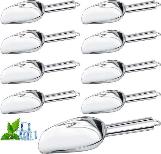Zhehao 8 Pcs Metal Ice Scoop 6 oz Stainless Steel Ice Scooper, Silver