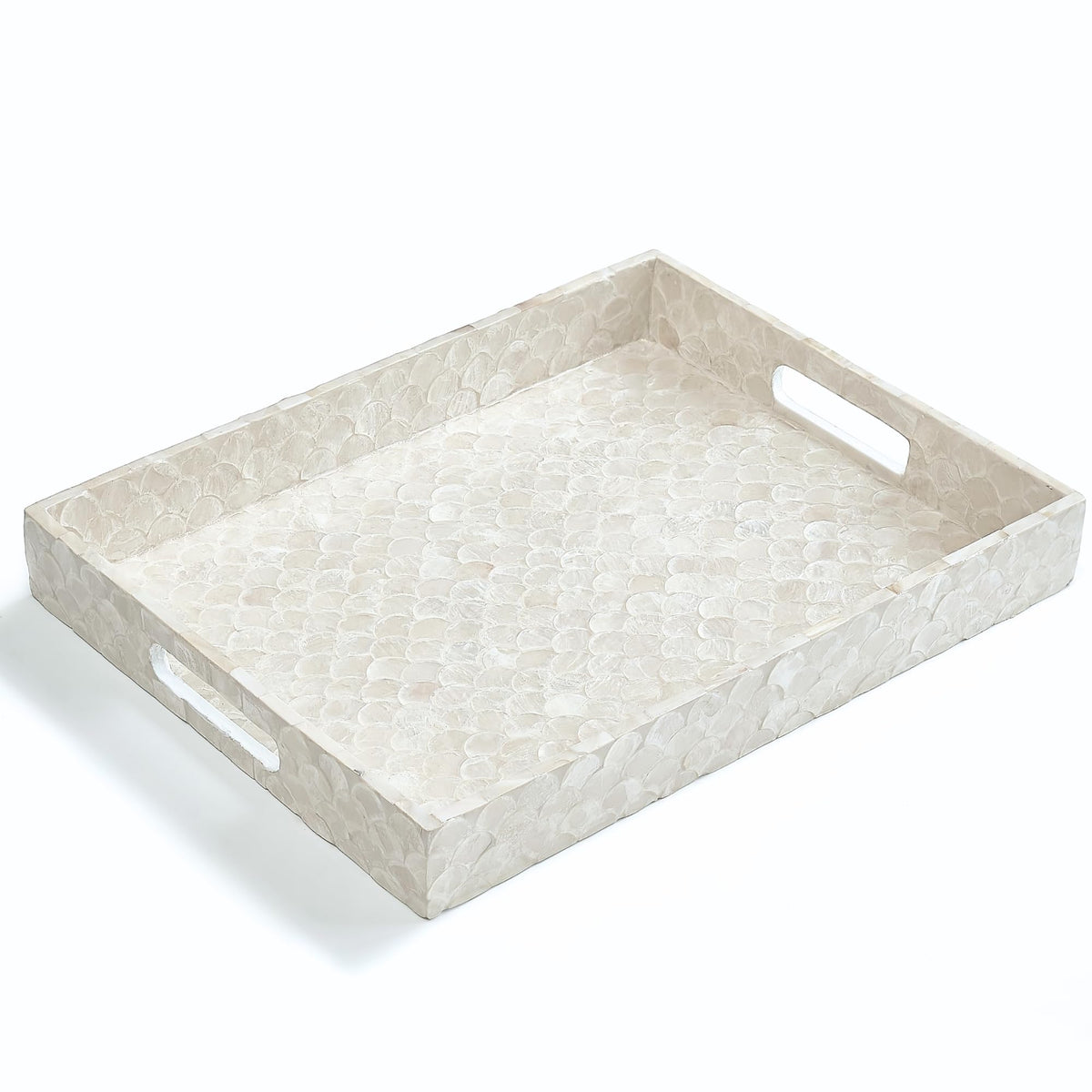 CHI AN HOME 15.8" x 11.8" Capiz Shell Decorative Tray, Coastal Serving Tray