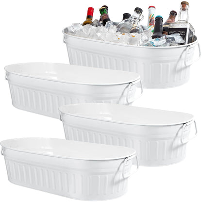 Lallisa 2 Pcs 5.3 Gallon Galvanized Metal Drink Bucket with Handles, Silver
