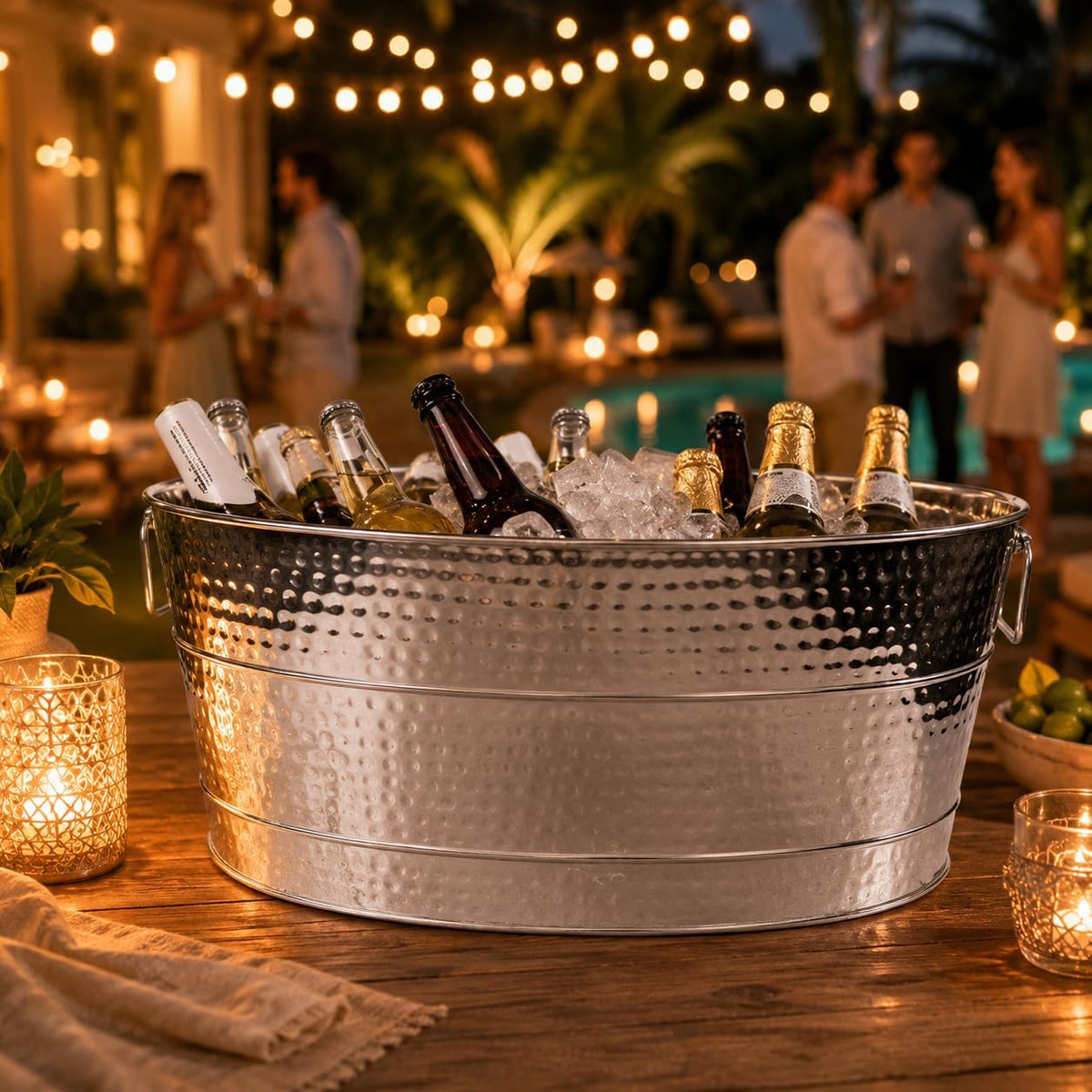 BREKX Heavy-Duty Stainless Steel Beverage Tub for Parties, Large, Oval