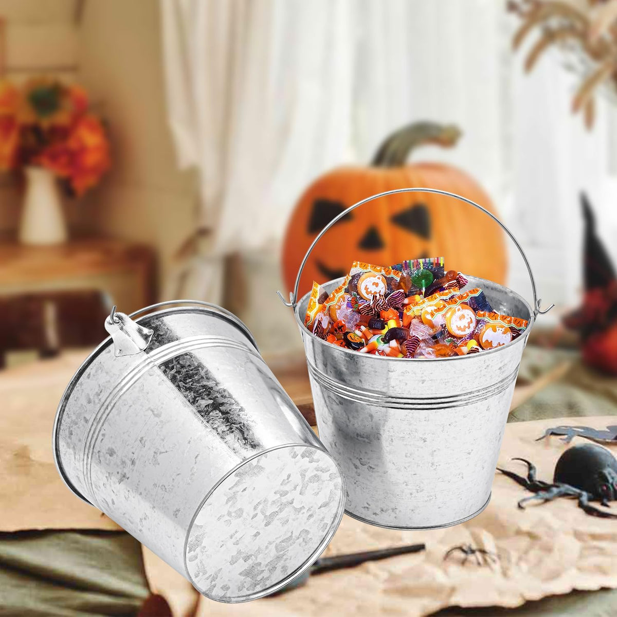 15 Pack 6 Inch Galvanized Bucket, Metal Buckets for Party, Silver Ice Buckets for Party, Easter Decor, Ice Cooler, Home Decor