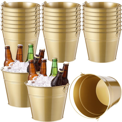 Didaey 12 Pcs Metal Beer Bucket Bulk Ice Bucket, 7.1 x 6.5 x 5.1, Black
