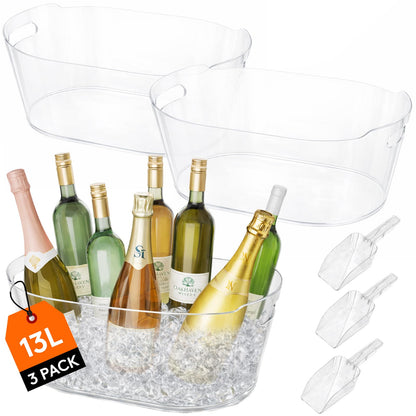 Lifewit 6.5L Plastic Ice Bucket for Parties with Handle & Scoop, 2 Pcs