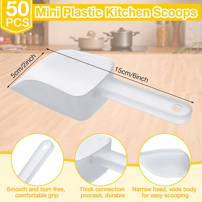 Gejoy 50 Pcs 5.9" Plastic Scoops for Ice Candy Popcorn Buffet, Clear