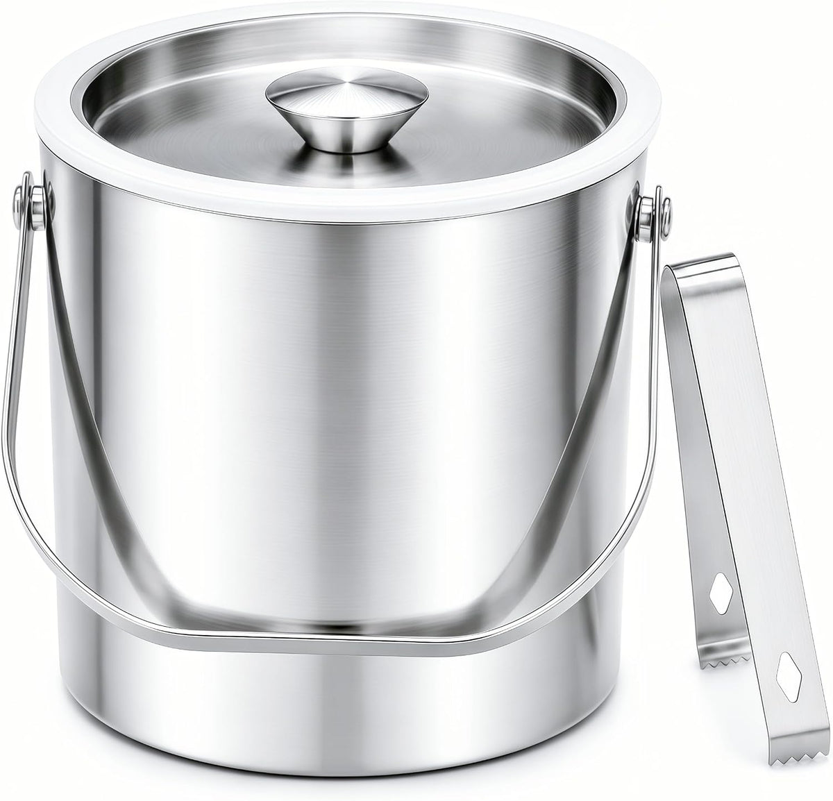 3L Stainless Steel Ice Bucket with Lid & Tongs for Parties