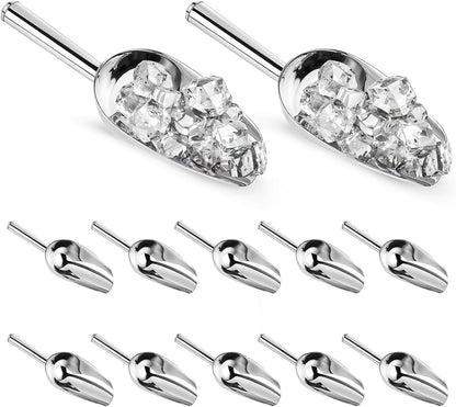 12 Pcs Premium Ice Scoop for Freezer, Multipurpose Metal Ice Scoop for Ice Machine - Stainless Steel Small Ice Scooper for Ice Bucket - Kitchen Gadgets Cookie Flour Pet Dog Food Scoop