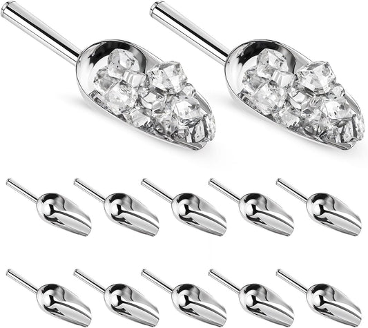 12 Pcs Premium Ice Scoop for Freezer, Multipurpose Metal Ice Scoop for Ice Machine - Stainless Steel Small Ice Scooper for Ice Bucket - Kitchen Gadgets Cookie Flour Pet Dog Food Scoop
