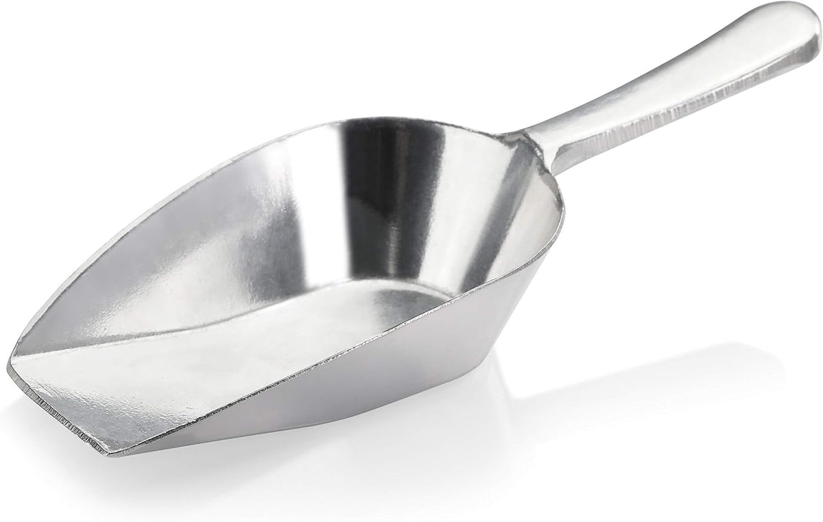 New Star Foodservice Cast Aluminum Flat Bottom Scoop, 2-Ounce, Silver