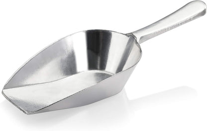 New Star Foodservice Cast Aluminum Flat Bottom Scoop, 2-Ounce, Silver