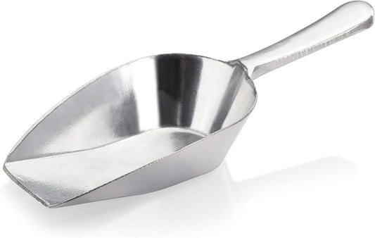 New Star Foodservice Cast Aluminum Flat Bottom Scoop, 2-Ounce, Silver