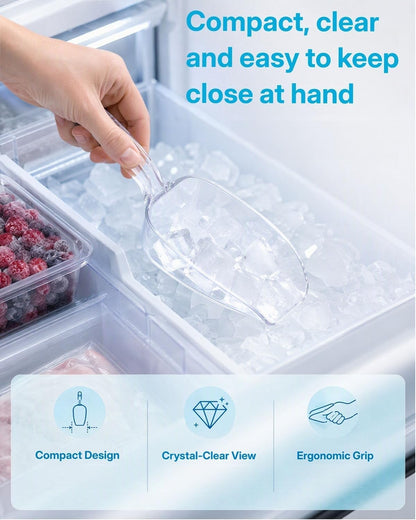 Kichvoe 2Pcs Clear Plastic Ice Scoop, Ergonomic Food Scoops 8.45x2.36in