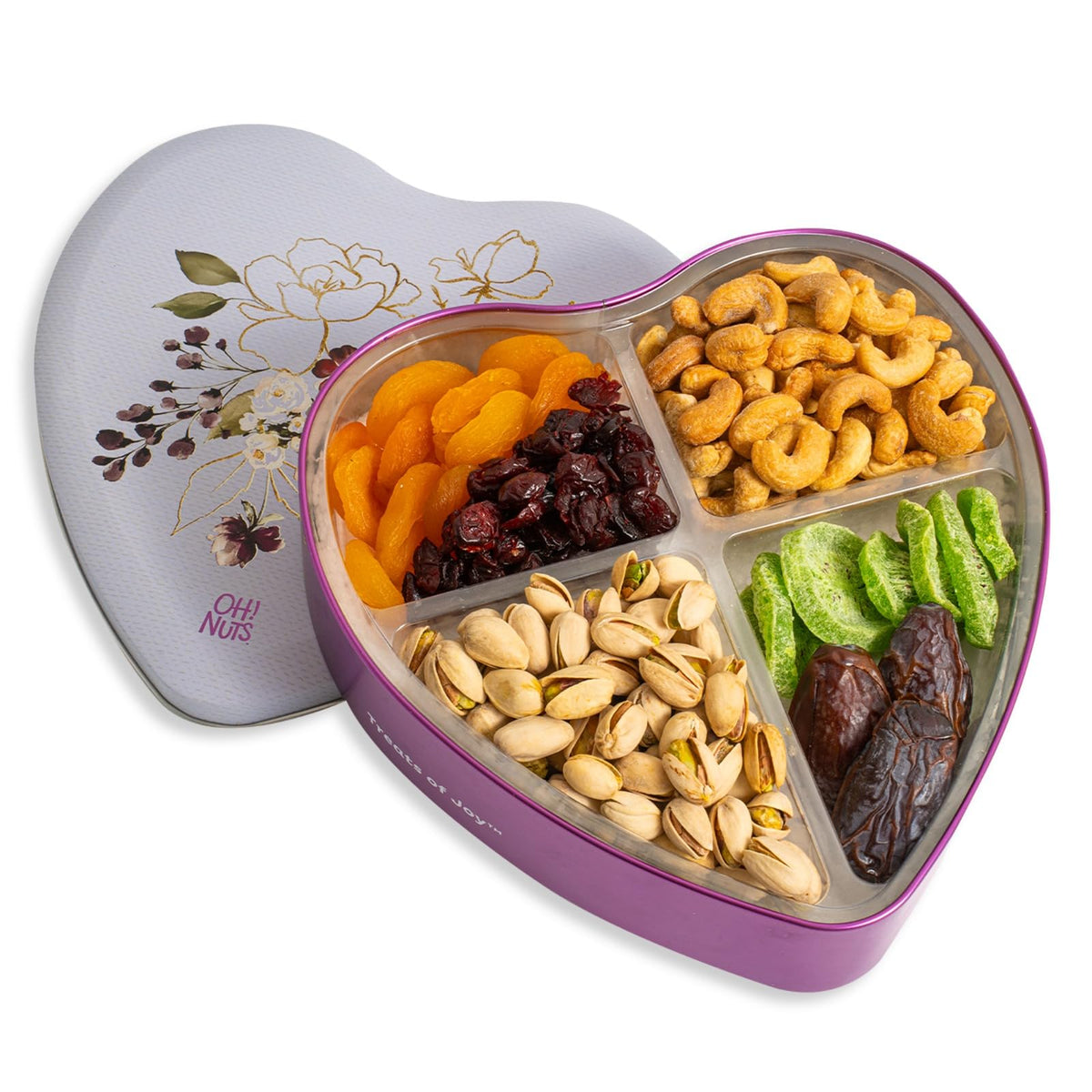 Oh! Nuts Dried Fruit Gift Basket 7 Variety Tin Box - Gourmet Arrangement Platter - Healthy Food Snack Box for Birthday, Anniversary, Corporate - Gift for Women & Men (Dried Fruits)