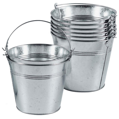 OBTANIM 8 Pack Galvanized Metal Buckets with Handle Ice Pails for Plants, Succulents, Party Favors Organizing, Rustic Home Decor or Classrooms Pencil Storage (7 x 5.1 inch)