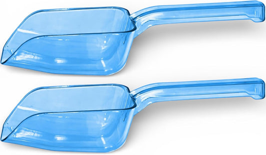 2-Pack Plastic Ice Scoop for Freezer, 8 oz Each, Clear Blue Ice Scoops