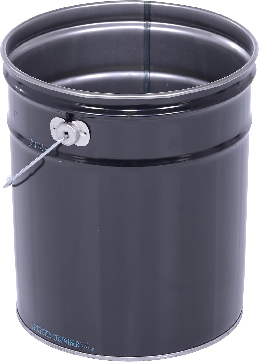 Vestil Pail-STL-RI Steel Open Head Pail, 5 Gallon, Black