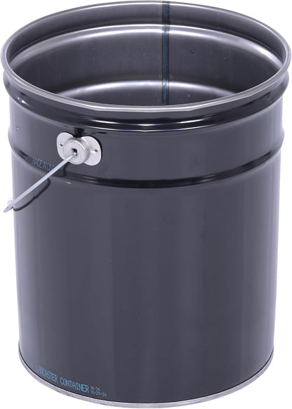 Vestil Pail-STL-RI Steel Open Head Pail, 5 Gallon, Black