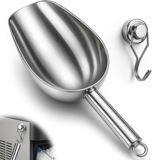Stainless Steel Ice Scoop for Freezer with Magnetic Hook