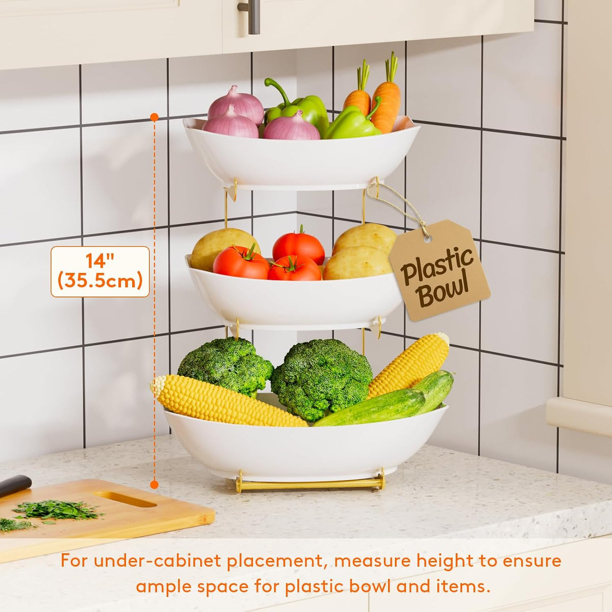 Lifewit 3 Tier Fruit Bowl for Kitchen Counter, Tiered Plastic Serving Tray