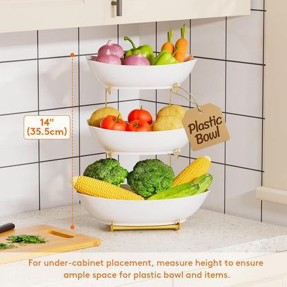 Lifewit 3 Tier Fruit Bowl for Kitchen Counter, Tiered Plastic Serving Tray