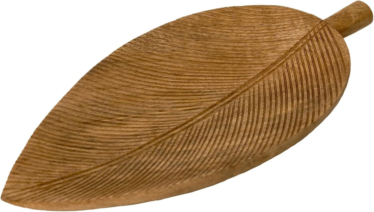 Leaf-Shaped Dried Fruit Tray Creative Snack Dish for Home Practical Serving Plate for Fruits and Snacks Wooden for Living s (38 X 10 X 18 cm)