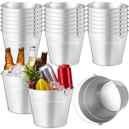 Didaey 12 Pcs Metal Beer Bucket Bulk Ice Bucket, 7.1 x 6.5 x 5.1, Black