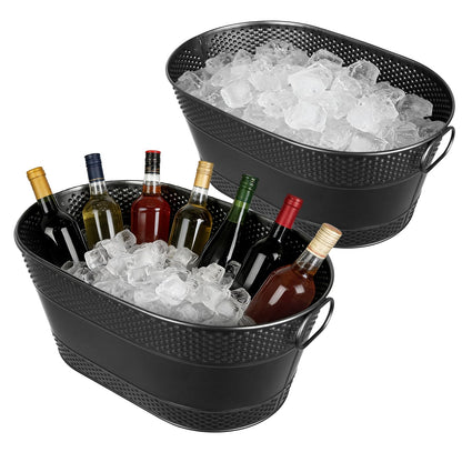 1 Pack 4 Gallon Galvanized Ice Bucket, Large Galvanized Beverage Tub Ice Bucket for Parties, Thick Metal Beverage Buckets with Handles, Oval Drink Buckets for Parties Indoor or Outdoor (Copper)