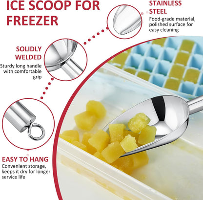 Leonyo 3Oz Ice Scoop, 8 Pcs Stainless Steel Ice Scoopers for Freezer, Food