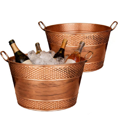 Beverage Tub Large Ice Bucket for Party, Thick Metal Galvanized Tub Drink Buckets, Beverage Bucket with Handles, Drink Bucket for Indoor & Outdoor Parties (1PC Black)