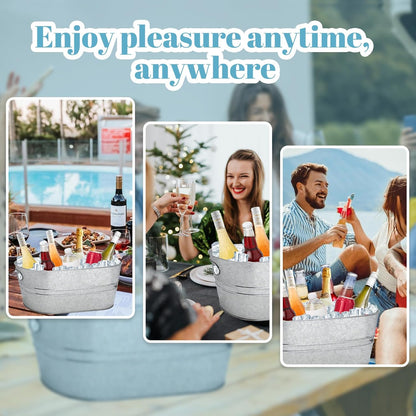 2 Pack 4 Gallon Galvanized Ice Buckets Beverage Tubs for Parties
