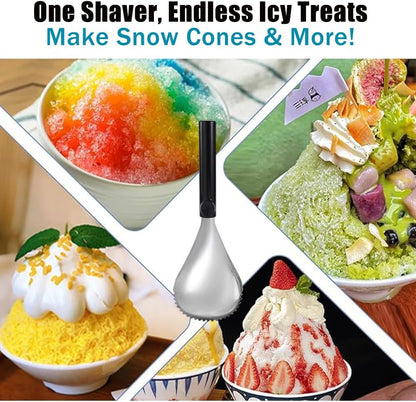 Ouliget Serrated Ice Crusher Spoon,Multipurpose Metal Ice Scoop Ice Cream Scoop for Smoothies Shaved Ice Frozen Cocktails,Fruit Corer Scraper Pumpkin Scooper Tool