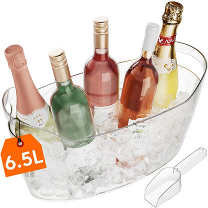 Lifewit 6.5L Plastic Ice Bucket for Parties with Handle & Scoop, 2 Pcs