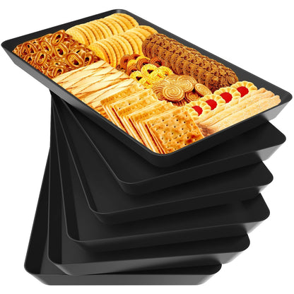 WOWBOX 4-Pack Reusable Plastic Serving Trays for Snacks, Fruit and Parties