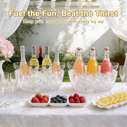 7.5L Ice Buckets for Parties, 2-Pack Clear Beverage Tub, Champagne Bucket