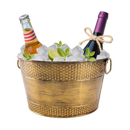 Ice Bucket for Parties Galvanized Beverage Tub, Drink Buckets Galvanized Bucket with Handles for Wine Beer Champagne Cocktails for Catering Bars (Copper-1PC)