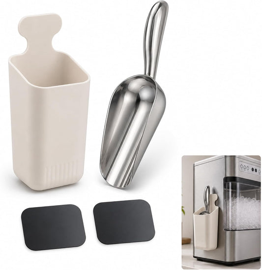Magnetic Ice Scoop Holder for Ice Machine with 6 oz Stainless Steel Scoop