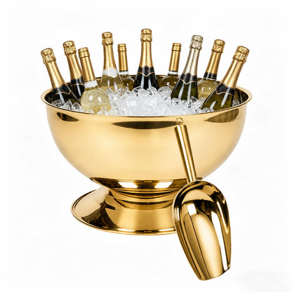 12L Large Ice Bucket for Parties,Silver Stainless Steel Beverage Tub with Scoop – Champagne Bucket for Mimosa Bar Supplies, Wine Cooler Bucket, Drink Bucket for Celebrations