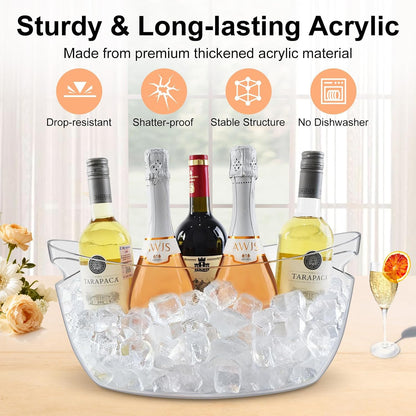 7.5L Ice Buckets for Parties, 2-Pack Clear Beverage Tub, Champagne Bucket
