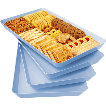 WOWBOX 4-Pack Reusable Plastic Serving Trays for Snacks, Fruit and Parties