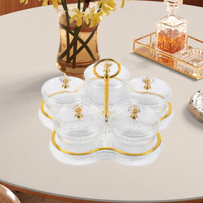 Dried Fruit Snack Serving Tray Divided Serving Dishes with Lid Dustproof, Multipurpose, Candy Nuts Dish for Wedding, Transparent 5 Grids